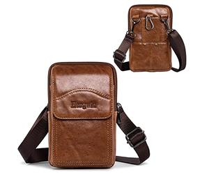 Hengwin Pequeña Bolsa de Hombro de los Hombres, Bolsa de Cuero Genuino Cinturón, Teléfono Móvil Titular de la Caja de la Tarjeta, el Dinero de Viaje Bolso, Cinturón de Lado Bolsa de Mensajero