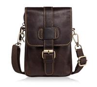 Hengwin Riñonera de Piel auténtica para Hombre, Bandolera para teléfono móvil con trabilla para cinturón para iPhone 16 ProMax 16 Plus, iPhone 15 14 Pro MAX, Samsung Galaxy S25 S24 Ultra (café)