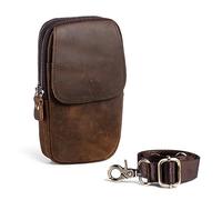 Hengwin Teléfono Móvil Titular de la Tarjeta, Pequeño Monedero Cinturón Clip Bolsa, Bolsa de Hombro de Cuero Genuino, de los Hombres Crossbody Correa Bolso, Cintura de Trabajo Messenger Belt Bag