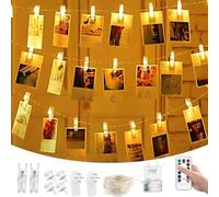 Hengxinchen 10m 100 Led Clip Cadena de Luces, Led Colgar Fotos 65 Pinzas Fotoclips Guirnalda de decoración Luces Led Pilas Fairy Lights per Navidad, Habitaciones, Bodas, Cumpleaños