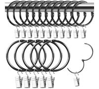 Hengxinchen 15 Piezas Argollas para Cortinas 50 mm Enganches Cortinas Metal Pinzas Cortinas Acero Inoxidable Ganchos Cortina para Cortinas,Cortinas de Baño(Negro)
