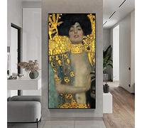 HengYun ART Obra de arte famosa Judith de Gustav Klimt, réplicas de pintura clásica, lienzo, arte de pared, cuadros estirados para decoración del hogar, marco interior de 50x125cm