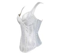 Hengzhifeng Corsés y Bustiers con Tirantes Mujer Corset para Fiesta Steampunk (EUR 36-38,Blanco)