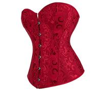 Hengzhifeng Corsés y Bustiers Mujer Gotico Corset Acero en Espiral (EUR 38-40,Vino Rojo)