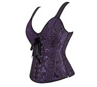 Hengzhifeng Corsés y Corpiños Mujer Gotico Party Corsets con Tirantes Bustiers (EUR 34-36,Morado)