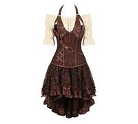 Hengzhifeng Corset Conjunto de Fiesta Gotico Bustier Nightwing Costume (EUR 34-36,Negro)