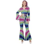 Hengzhifeng Disfraz Disco Para Mujer Carnaval Años 70 80 Hippie Traje Retro Fiesta (X-Small, colorful)