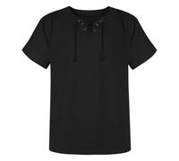 Hengzhifeng Retro Camisas Estilo Hippie Traje de Pirata Medieval Shirt Vikingo Steampunk (3X-Large, Negro)