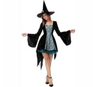 Hengzhifeng Vestido de Bruja Halloween Mujer Gotico Adulto Disfraz Carnaval Cosplay (X-Large, Verde)