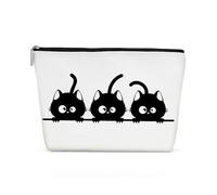 Henhesaha Bonita bolsa de maquillaje con diseño de gato para mamá, bolsa de cosméticos, regalos de gato para mujeres y niñas, cumpleaños, Navidad, Halloween, amistad, Three cats, 9.7x6.8inches