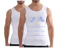 Henicepte A003 Camisa Moldeadora de Cuerpo, Paquete de 2, Color Blanco, XL para Hombre
