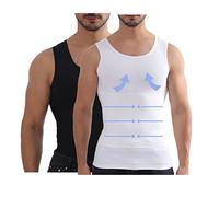 Henicepte A015 Camisa Moldeadora de Cuerpo, Paquete de 2: Negro/Blanco, 3XL para Hombre