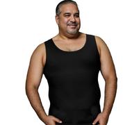 Henicepte Camiseta de compresión para ginecomastia para hombre, camiseta sin mangas adelgazante con control de abdomen para hombre, Negro -, 5X-Large