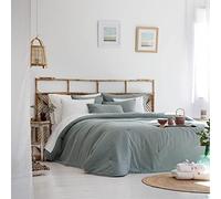 Henko - Colcha Cama 200 - Tejido Algodón y Lino Color Salvia - Acolchado Ligero de 80 gr - Ideal para Primavera y Otoño - Fabricado en España - 300x260 cm (Memphis Salvia)