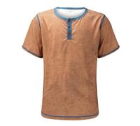 Henley - Camiseta de manga corta para hombre, camiseta deportiva de algodón, ajuste delgado, casual, verano, vintage, bloque de color, cuello con botones, gimnasio, ocio, uso diario, atuendo relajado