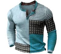 Henley Shirt Herren Langarm Waffle - T-Shirts für Herren Retro Originals Langarmshirt Casual leicht Herrenhemd V-Ausschnitt Shirt atmungsaktiv Hemden Slim Fit Tshirt Tee Streetwear Oberteil, verde1, L