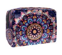 Henna Bohenmian Mandala Neceser para mujer, neceser de viaje, neceser grande de PVC, organizador con cremallera, multicolor, 18.5x7.5x13cm/7.3x3x5.1in, Neceser