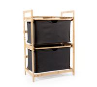 HENNEZ Estantería de baño con 2 Compartimentos, estantería de bambú con Estante y 2 cestas, estantería de baño con cajones | estantería de pie - Ideal como cómoda y Cesta de lavandería | clasificador