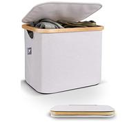 HENNEZ Caja Almacenaje con Tapa - Cestas Almacenaje 40L - Cesto Ropa Sucia - Cajas Almacenaje Decorativas para Estantería Kallax - Cajas de Almacenamiento Tela Bambú Cajas Organizadoras con Tapa Beige