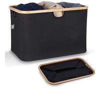 HENNEZ Cesta Almacenaje Plegable para Estantería Kallax 60L - Cesta Ropa Sucia de Bambu Negro - Cesto Ropa Sucia - Cajas Almacenaje Ropa para Múltiusos - Organizador Juguetes - Caja Organizadora