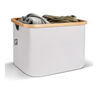 Hennez Cesta Almacenaje Plegable para Estantería Kallax Ikea 40L Beige - Cubo Ropa Sucia Bambú - Cajas Organizadoras Decorativas Tela - para Colada