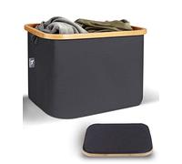 Hennez Cesta Almacenaje Plegable para Estantería Kallax Ikea 40L Gris - Cubo Cesto Ropa Sucia Bambú - Cestas de Almacenaje Organizadoras - Cajas de Almacenaje Decorativa Tela - Cesta Plegable Colada