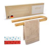 Hennez - Toallero de pared de bambú sin taladrar para cuarto de baño