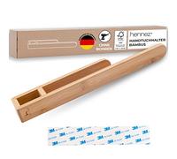 Hennez Toallero sin taladrar - Toallero de baño de bambú - Toallero autoadhesivo con cinta adhesiva 3M - Toallero de baño - Toallero de pared - Barra horizontal
