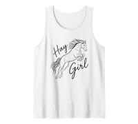 Heno Chica Saltando Jinete Caballo Amante Ecuestre Camiseta sin Mangas