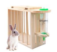 Heno conejo con botella de agua ajustable en altura, comedero para heno, conejo, cobaya, heno, madera natural, para conejos, hámsters, chinchillas, cobayas