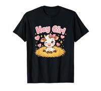 Heno Girl Cute Cow Kawaii Farm Animal Pink Bow Hearts Camiseta