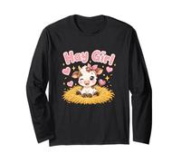 Heno Girl Cute Cow Kawaii Farm Animal Pink Bow Hearts Manga Larga