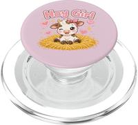 Heno Girl Cute Cow Kawaii Farm Animal Pink Bow Hearts PopSockets PopGrip para MagSafe