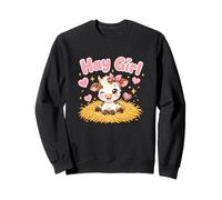 Heno Girl Cute Cow Kawaii Farm Animal Pink Bow Hearts Sudadera