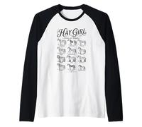 Heno Girl Tipo de Caballo Razas Granja Ecuestre Country Girl Camiseta Manga Raglan
