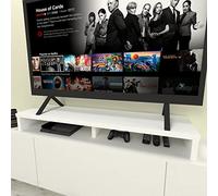 Henor Elevador Doble TV de Madera FSC® 130 x 35 x 15 cm Blanco Mate. Soporta +100 Kg.