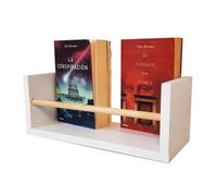 Henor Estante de Pared en U con Barra de Madera 50 x 16 x 16 cm Blanco y Barra de Pino Natural