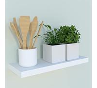 Henor Estante Pared Balda Pared Madera 40x25x2.5 cm Herraje Oculto Ajustable Horizontal Vertical e inclinación Carga 20Kg Blanco