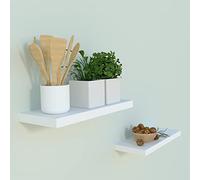 Henor Lote 2 Und. Balda Pared Blanco Madera FSC® 40 x 15 x 2.5 Cm. Soporte Oculto, Carga hasta 30Kg