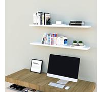 Henor Lote 2 Und. Balda Pared Madera 100 x 15 x 2.5 Cm. Ajustable en Horizontal. Vertical e Inclinación. Soporta hasta 30kg Blanco