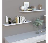 Henor Lote 2 Und. Estante Pared Blanco Madera FSC® 100 x 20 x 2.5 Cm. Soporte Oculto, Carga hasta 25Kg