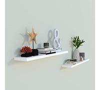 Henor Lote 2 Und. Estante Pared Blanco Madera FSC® 80 x 15 x 2.5 Cm. Soporte Oculto, Carga hasta 30Kg