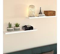 Henor Lote 2 Und. Estante Pared Blanco Madera FSC® 80 x 20 x 2.5 Cm. Soporte Oculto, Carga hasta 25Kg