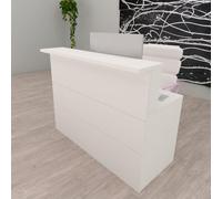 Henor Mostrador Cidacos - 160x60/75x110/75 cm. Madera con Mesa Interior. Ideal para Recepción Atención Oficina Espacios Comerciales. Blanco.