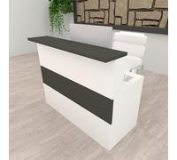 Henor Mostrador Cidacos - 160x60/75x110/75 cm. Madera con Mesa Interior. Ideal para Recepción Atención Oficina Espacios Comerciales. Blanco Grafito.