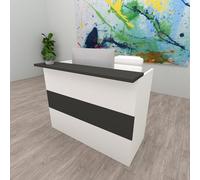 Henor Mostrador Ebro - 110x60/75x110 cm. Madera con Mesa Interior. Ideal para Recepción Atención Oficina Espacios Comerciales. Blanco Grafito.