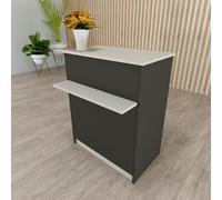 Henor Mostrador EGA Ruedas. 62 x 50/65 x 102 cm. 4 Ruedas con Giro y Freno MAX. 135kg. Ideal Oficina. Comercio. Clínica. Grafito con Roble Stel.