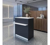 Henor Mostrador EGA Ruedas. 82 x 50/65 x 102 cm. 4 Ruedas con Giro y Freno MAX. 135kg. Ideal Oficina. Comercio. Clínica. Grafito con Blanco.