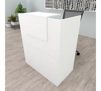 Henor Mostrador Oja. 90x50x107 cm. con Mesa Interior. Ideal para Recepción Atención Oficina Comercio Negocio Local Comercial. Blanco.
