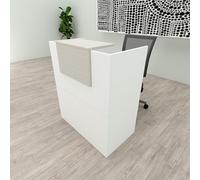 Henor Mostrador Oja. 90x50x107 cm. con Mesa Interior. Ideal para Recepción Atención Oficina Comercio Negocio Local Comercial. Blanco + Roble Stel.